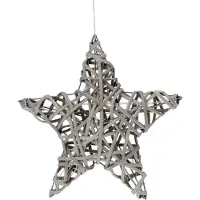 Spetebo Stern 30cm in Rattan Optik - beleuchtet mit 10 LED - Batterie / Timer / warmweiß