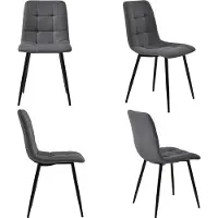 Flieks Polsterstühle Esszimmerstühle mit Rückenlehne, Küchenstühle mit Sitzfläche aus Leinen, 4er Set Wohnzimmerstuhl mit Metallbeine