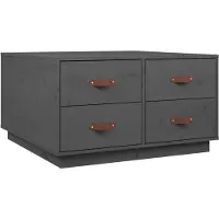 Syfax Couchtisch Grau 80x80x45 cm Massivholz Kiefer