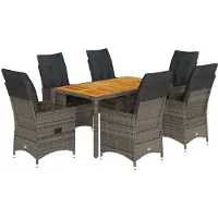 Syfax 7-tlg. Garten-Essgruppe mit Kissen Grau Poly Rattan