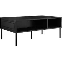 Mirjan 24 Couchtisch Palazzo Bis, Kaffeetisch mit Regal, Wohnzimmer Tisch, Metallfüße in der Farbe Schwarz (Farbe: Schwarz)