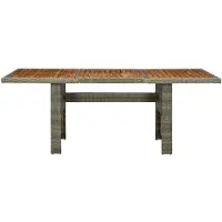 Syfax Gartentisch Braun Poly Rattan und Akazie Massivholz