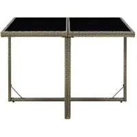 Syfax Gartentisch Grau 109x107x74 cm Poly Rattan und Glas
