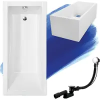 Badland Badewanne Rechteck Modern 120x70 mit Ablaufgarnitur, Füßen und Wannenträger GRATIS