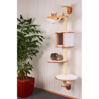 Kerbl Katzenbaum Wandmontage Dolomit, 168 cm hoch, mit Sisalstamm, Weiß & Beige