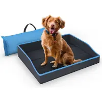 BC-Agentur Faltbares Haustierbett für mittlere Hunde und Katzen - Blau - ( 80cm x 60cm ) Reisebett - tragbares Hundebett mit stabilem Rahmen