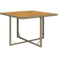 Syfax Gartentisch Beige 109x107x74 cm Poly Rattan & Massivholz Akazie
