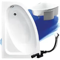 Besco Eckbadewanne Badewanne Cornea LINKS 150x100 mit Ablaufgarnitur, Füßen und Styroporverkleidung GRATIS