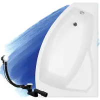 Badland Eckbadewanne Badewanne Rima RECHTS 160x100 mit Ablaufgarnitur und Füßen GRATIS ohne Verkleidung