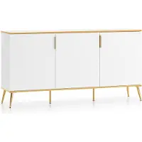 Furnlux Classic FURNLUX Anrichte Viterbo Weiss Und Gold 170cm / Hauptfarbe: Weiß / Abmessungen: 170 x 88 x 40 cm