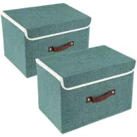 Sonstiges Faltbare Aufbewahrungsbox mit Deckel 38x25x25 cm 2-Stück Aqua Deep