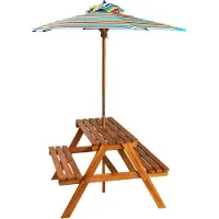 Syfax Kinder-Picknicktisch mit Sonnenschirm 79x90x60 cm Akazienholz