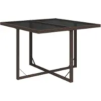 Syfax Gartentisch Braun 109x107x74 cm Poly Rattan und Glas