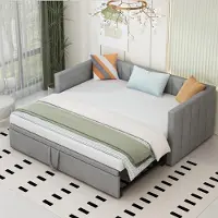 UnboxG Gepolstertes Schlafsofa 90/180*200 cm mit Lattenrost, multifunktionales Bett aus weichem, hautfreundlichem Samtstoff, grau