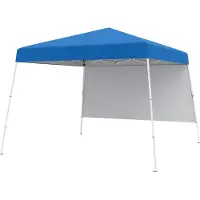 Costway Pop up Pavillon 3x3m, Faltpavillon mit 1 Seitenwand, tragbarem Rucksack & 4 Erdankern, Gartenzelt wasserdicht Sonnenschutz Partyzelt Blau