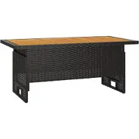 Syfax Gartentisch Schwarz 100x50x43/63 cm Akazienholz & Poly Rattan