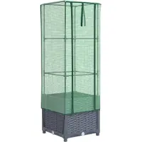 Syfax Hochbeet mit Gewächshaus-Aufsatz Rattan-Optik 40x40x139 cm