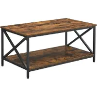 Vasagle Wohnzimmertisch, Couchtisch, X-förmige Stützen, mit Stahlgestell und Einlegeböden, 100 x 55 x 45 cm, Industriedesign, Landhausstil