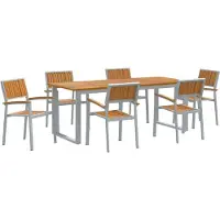 Syfax Garten Essgruppe 7 stk. Grau Massivholz Akazie