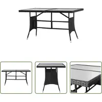 The Living Store Gartentisch Schwarz 140 x 80 x 74 cm Poly Rattan
