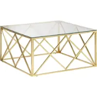 Syfax Couchtisch Golden Edelstahl und Hartglas