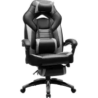 Songmics Gaming Chair, Bürostuhl mit Fußstütze, Bürostuhl, ergonomisches Design, verstellbare Kopfstütze, Lendenwirbelstütze, bis zu 150 kg Belastung,