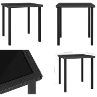 vidaXL Garten Esstisch Schwarz 70x70x73 cm Poly Rattan - Gartentisch - Gartentische - Tisch - Tische