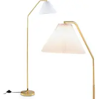 Costway Stehlampe 168cm, Stehleuchte E27 Fassung, Standleuchte Bogenlampe mit verstellbarem Lampenkopf & Fußschalter, Leselampe gold