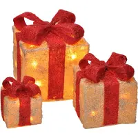 Spetebo LED Geschenkboxen mit Timer 3er Set - ROT - Weihnachts Deko Boxen warm weiß beleuchtet Batterie betrieben mit Timer