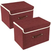Sonstiges TYEERS Faltbare Aufbewahrungsbox mit Deckel Stoff 38x25x25 cm 2-Stück Rotwein