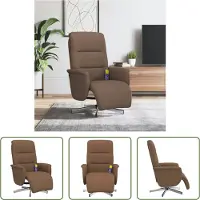 The Living Store Massagesessel mit Fußteil Braun Stoff