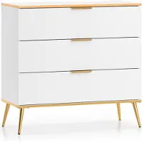 Furnlux Classic FURNLUX Kommode Viterbo Weiss Und Gold 92cm / Hauptfarbe: Weiß / Abmessungen: 92 x 88 x 40 cm