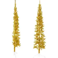 Syfax Künstlicher Halb-Weihnachtsbaum mit Ständer Schlank Gold 240 cm