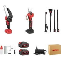 OEM Bürstenlose elektrische Kettensäge, verstellbare Länge, Hochgeschwindigkeitsschnitt, 2 Batterien 1EU Stecker, DAXTROMN GGH-3,5KW