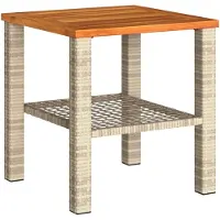 Syfax Gartentisch Beige 40x40x42 cm Poly Rattan Akazienholz