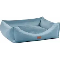 Adgo Oaza Velvet Hundebett mit Rand, Haustierbett, Bett, Bodenbett, Hundekissen, Hundesofa, Katzenbett, Hundekörbchen, Hundecouch, L (80x60, Türkis)