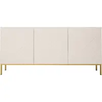 Homlando Kommode GINAX 160 cm WEIß MATT / WEIß GLANZ mit goldenem Rahmen Highboard Schrank Büfett