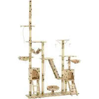 Syfax Katzen-Kratzbaum Sisal 230 - 250 cm Pfoten-Aufdruck Beige