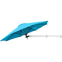 Costway 250cm Sonnenschirm für die Wand, Wandschirm kippbar, Balkonschirm mit verstellbarer Aluminiumstange, wandmontierter Gartenschirm, Türkis