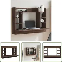 The Living Store Wand-Schreibtisch Braun Eichen-Optik 105x48x75 cm Holzwerkstoff