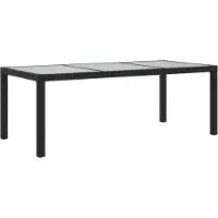 Syfax Gartentisch Schwarz 190x90x75 cm Gehärtetes Glas Poly Rattan