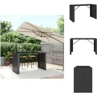 vidaXL Bartisch mit Glasplatte Schwarz 185x80x110 cm Poly Rattan - Gartentische