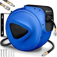 Tresko Druckluftschlauch Aufroller 15 m Blau Automatik Schlauchtrommel 1/4" Trommel Schlauch
