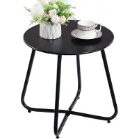 Sonstiges HollyHOME Balkontisch Klein Gartentisch Rund Metall Wetterfest Schwarz