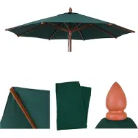 Mendler Ersatz-Bezug für Gastronomie Holz-Sonnenschirm HWC-C57b, Sonnenschirmbezug, rund Ø3m Polyester dunkelgrün