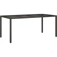 Syfax Gartentisch Braun 190x90x75 cm Gehärtetes Glas und Poly Rattan