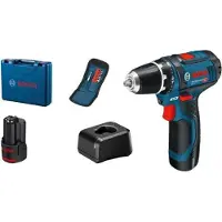 Bosch Akku-Bohrschrauber Professional GSR 12V-15, 2 x 2,0Ah Akkus, GAL 12V-20 Ladegerät, 10 Zubehörteile