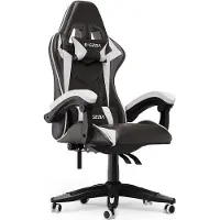 Bigzzia Gaming Stuhl Ergonomisch - Gamer Stühle mit Lendenkissen + Kopfstütze Gaming Chair Höhenverstellbar Bürostuhl Computerstuhl für Erwachsene Mädchen Junge - Schwarz und weiß