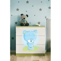 RAUMHIRSCH FURNITURE Kinderkommode mit Schubladen Blaubär in der Farbe Grün Babydreams