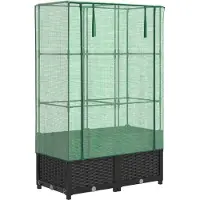 Syfax Hochbeet mit Gewächshaus-Aufsatz Rattan-Optik 80x40x138 cm